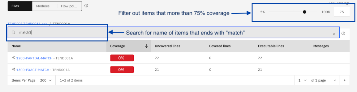 filtering out items in the code coverage report